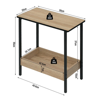 Velistra - Side Table and Coffee Table with 2 Shelves and Extra Storage Space 6