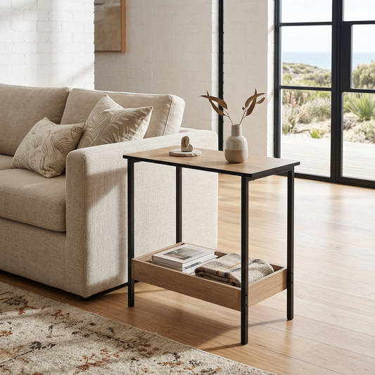 Elara Haus Modern Light Wood 2-Tier End Table
