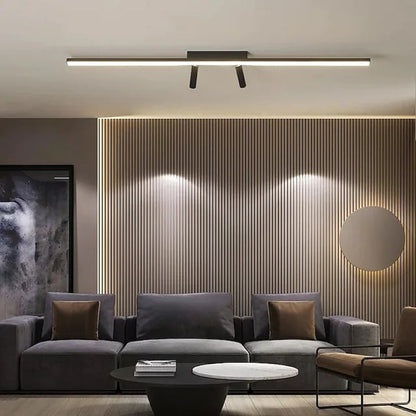 Aim Modern LED Ceiling Light Black Linear Simple 0