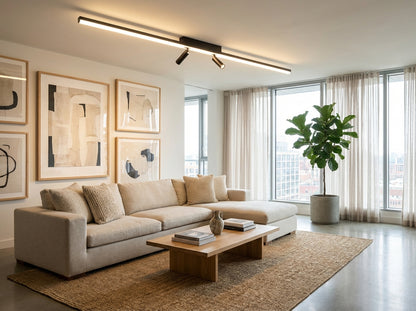 Elara Haus Modern Linear Ceiling Light - Black Minimalist Bar