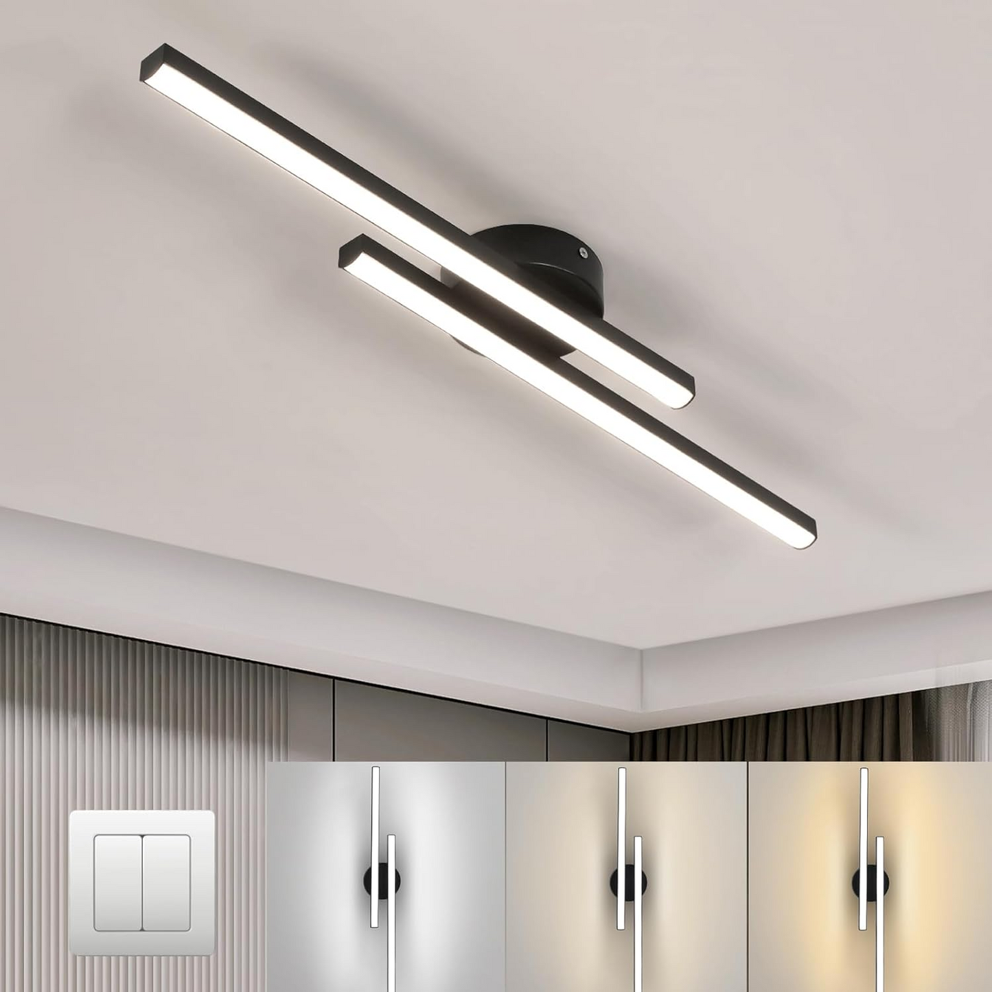 Elara Haus Modern Linear LED Ceiling Light - Aluminium Strip