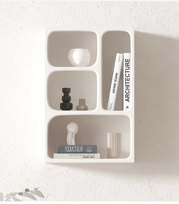 Floating White and Black Wall Mounted Shelves Textured Finished 0