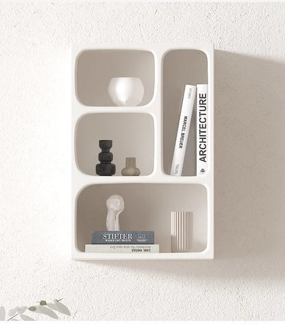 Floating White and Black Wall Mounted Shelves Textured Finished 0