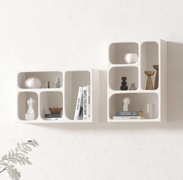Floating White and Black Wall Mounted Shelves Textured Finished 5