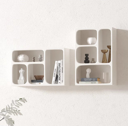 Floating White and Black Wall Mounted Shelves Textured Finished 5