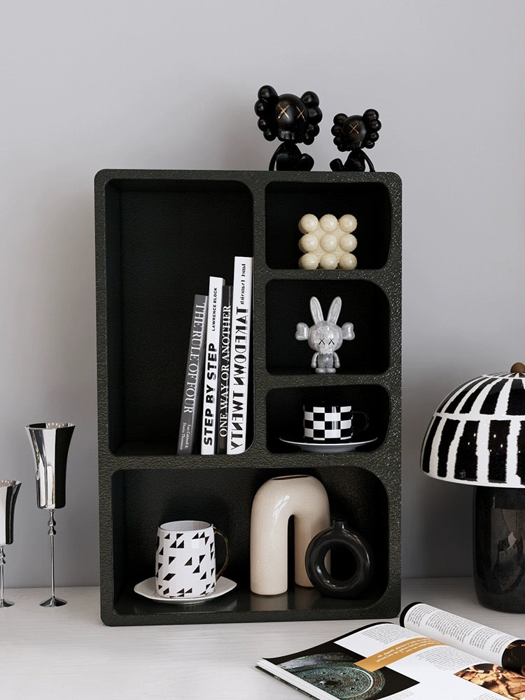 Floating White and Black Wall Mounted Shelves Textured Finished 6