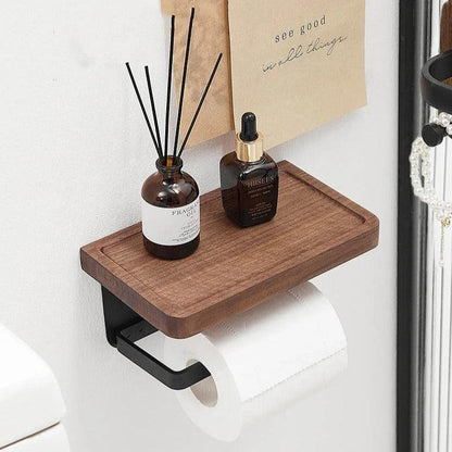 Bamboo Toilet Paper Holder | Wall Mounted, Solid Wood 0