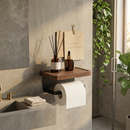 Elara Haus Modern Organic Walnut Wall-Mounted Holder