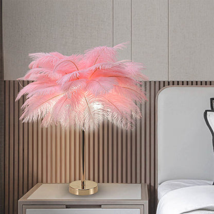 Ostrich feather table lamp, minimalist, 3 colors 1