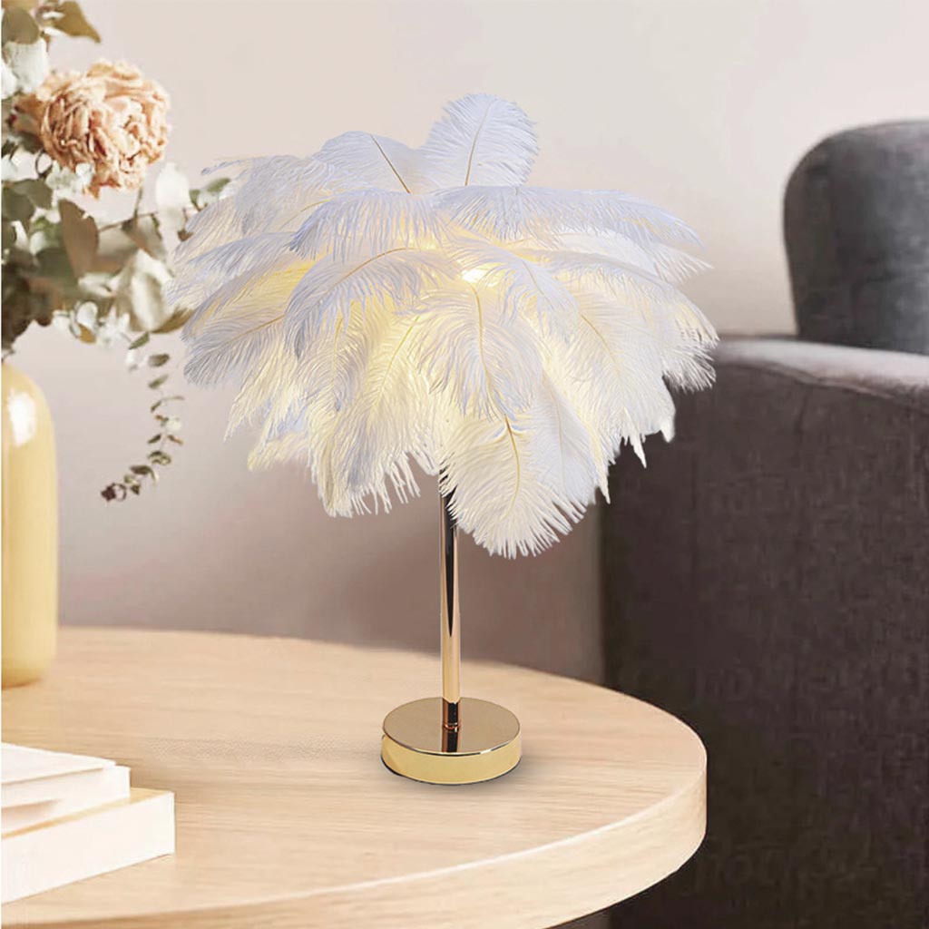 Ostrich feather table lamp, minimalist, 3 colors 2