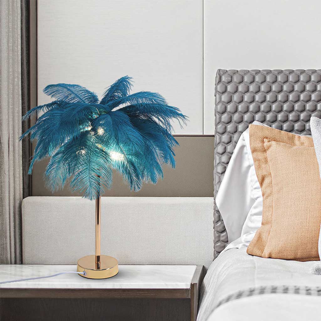 Ostrich feather table lamp, minimalist, 3 colors 3