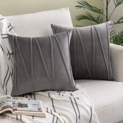 Velmire - Velvet Cushion Cover with Wavy Line Design 45x45cm 1