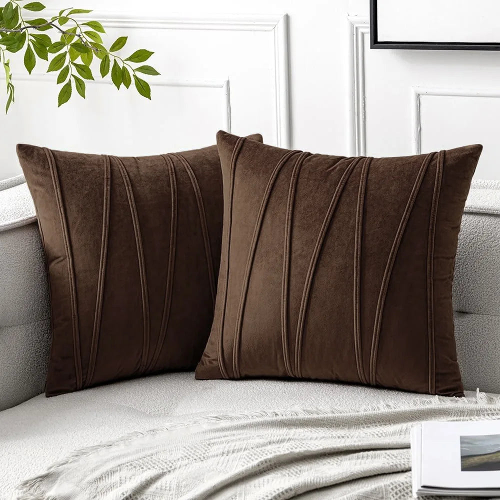 Velmire - Velvet Cushion Cover with Wavy Line Design 45x45cm 2