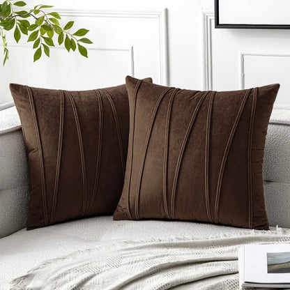 Velmire - Velvet Cushion Cover with Wavy Line Design 45x45cm 2