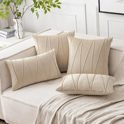 Velmire - Velvet Cushion Cover with Wavy Line Design 45x45cm 4