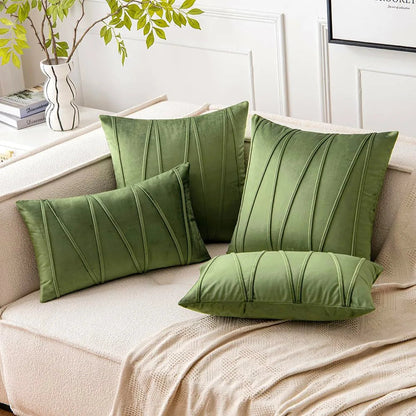 Velmire - Velvet Cushion Cover with Wavy Line Design 45x45cm 5