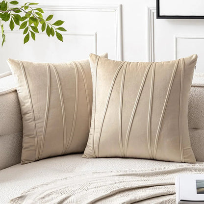 Velmire - Velvet Cushion Cover with Wavy Line Design 45x45cm 0