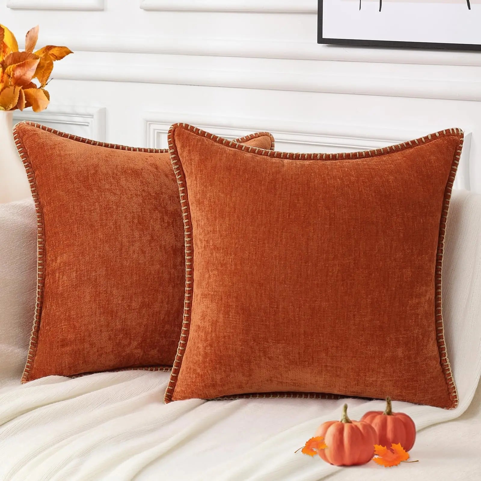 Liorenn - Chenille Decorative Cushion Cover with Stitched Edge 10