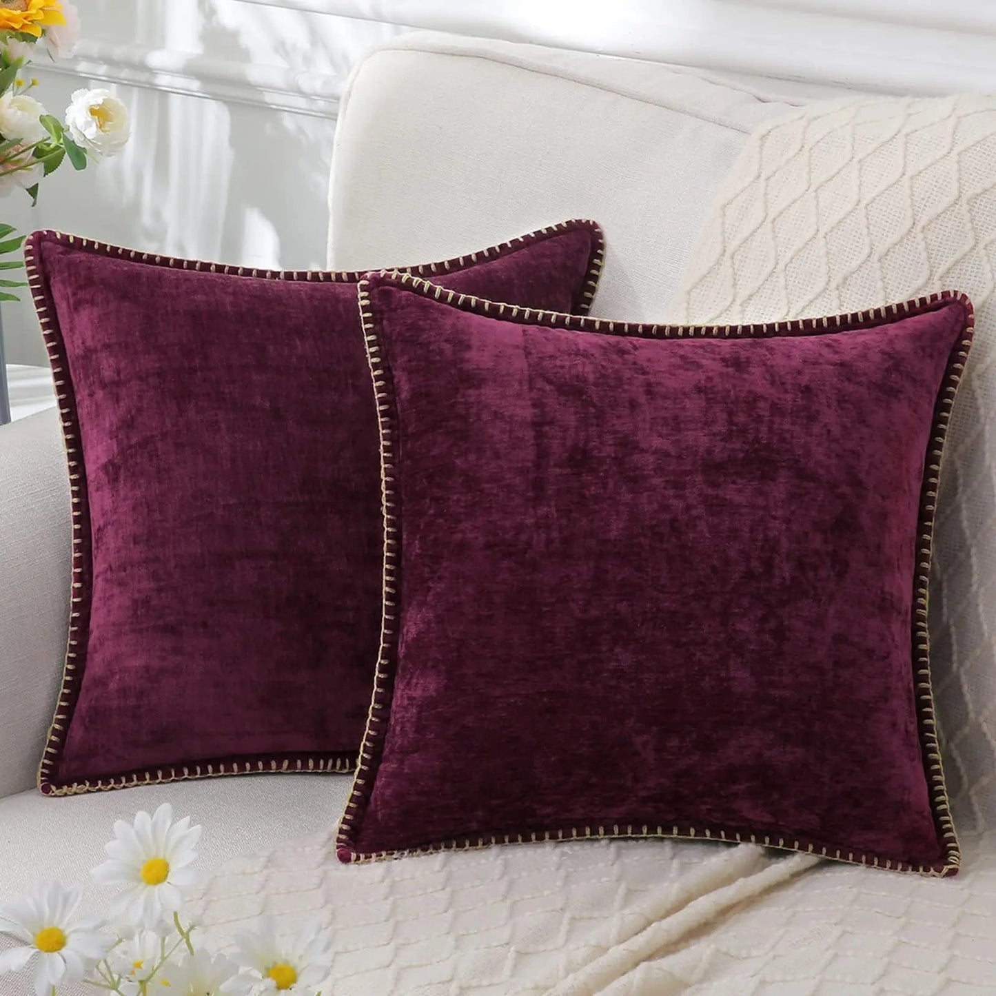 Liorenn - Chenille Decorative Cushion Cover with Stitched Edge 12