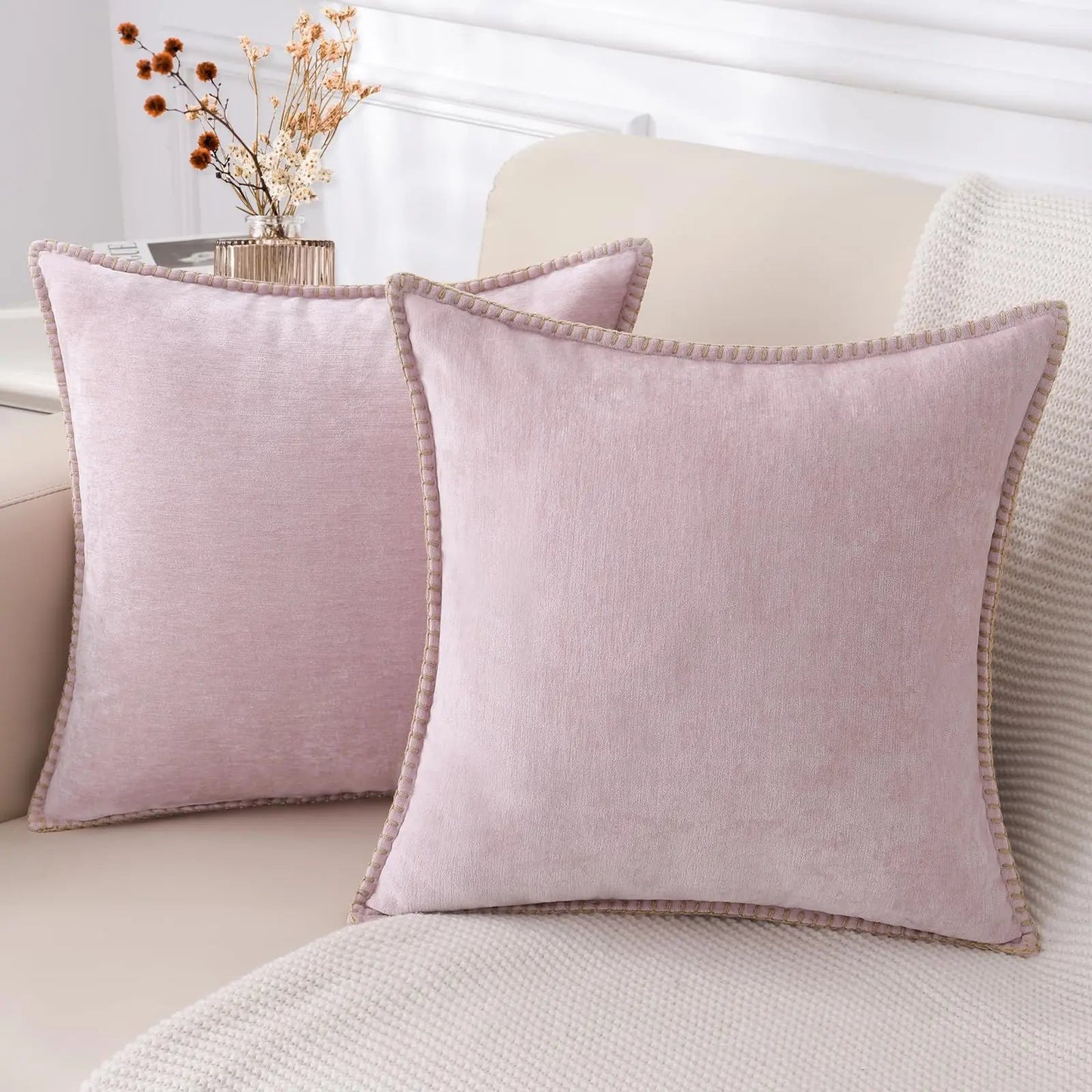 Liorenn - Chenille Decorative Cushion Cover with Stitched Edge 1