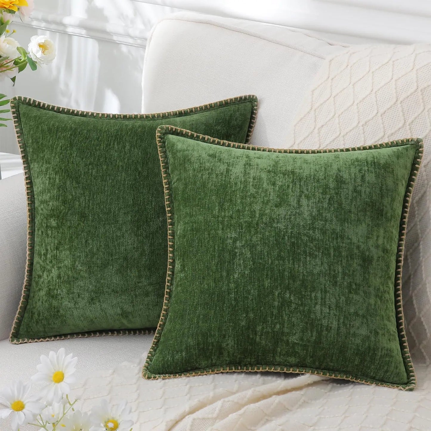 Liorenn - Chenille Decorative Cushion Cover with Stitched Edge 2