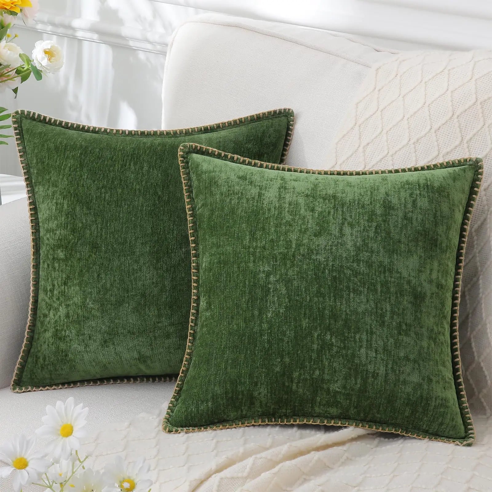 Liorenn - Chenille Decorative Cushion Cover with Stitched Edge 2