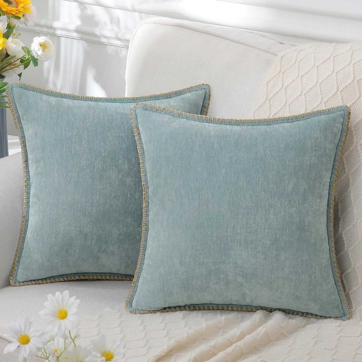 Liorenn - Chenille Decorative Cushion Cover with Stitched Edge 6