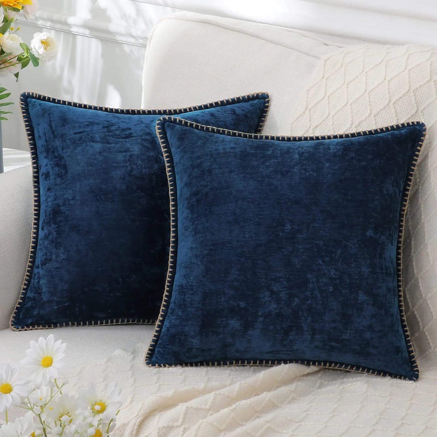 Liorenn - Chenille Decorative Cushion Cover with Stitched Edge 7