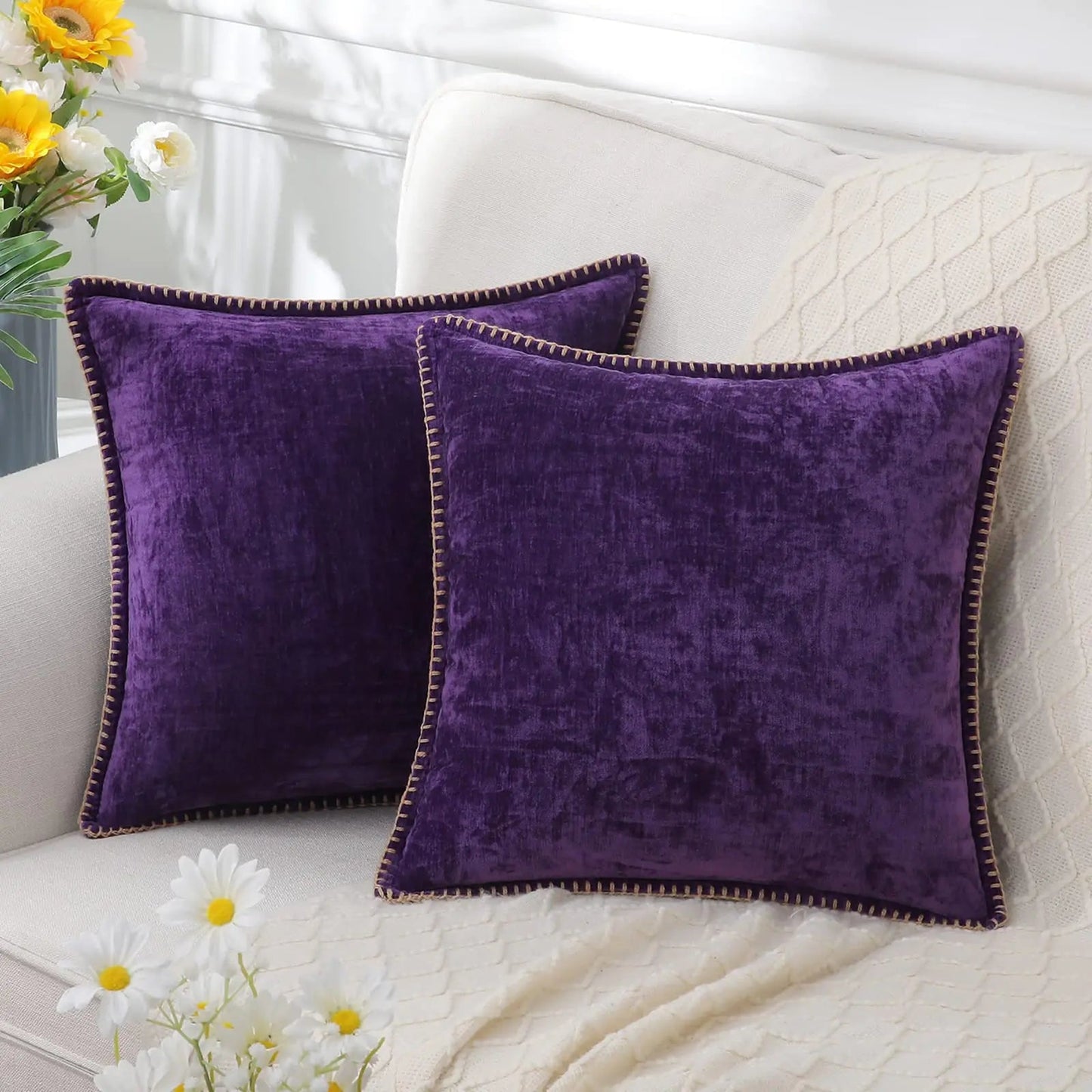 Liorenn - Chenille Decorative Cushion Cover with Stitched Edge 8