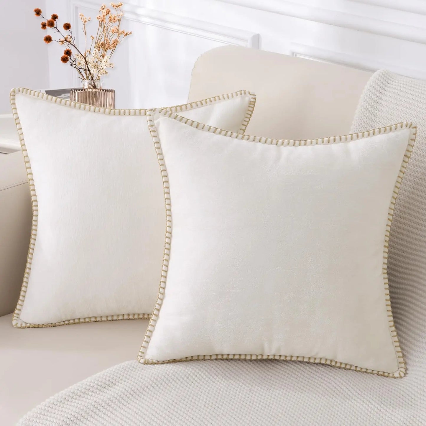 Liorenn - Chenille Decorative Cushion Cover with Stitched Edge 0
