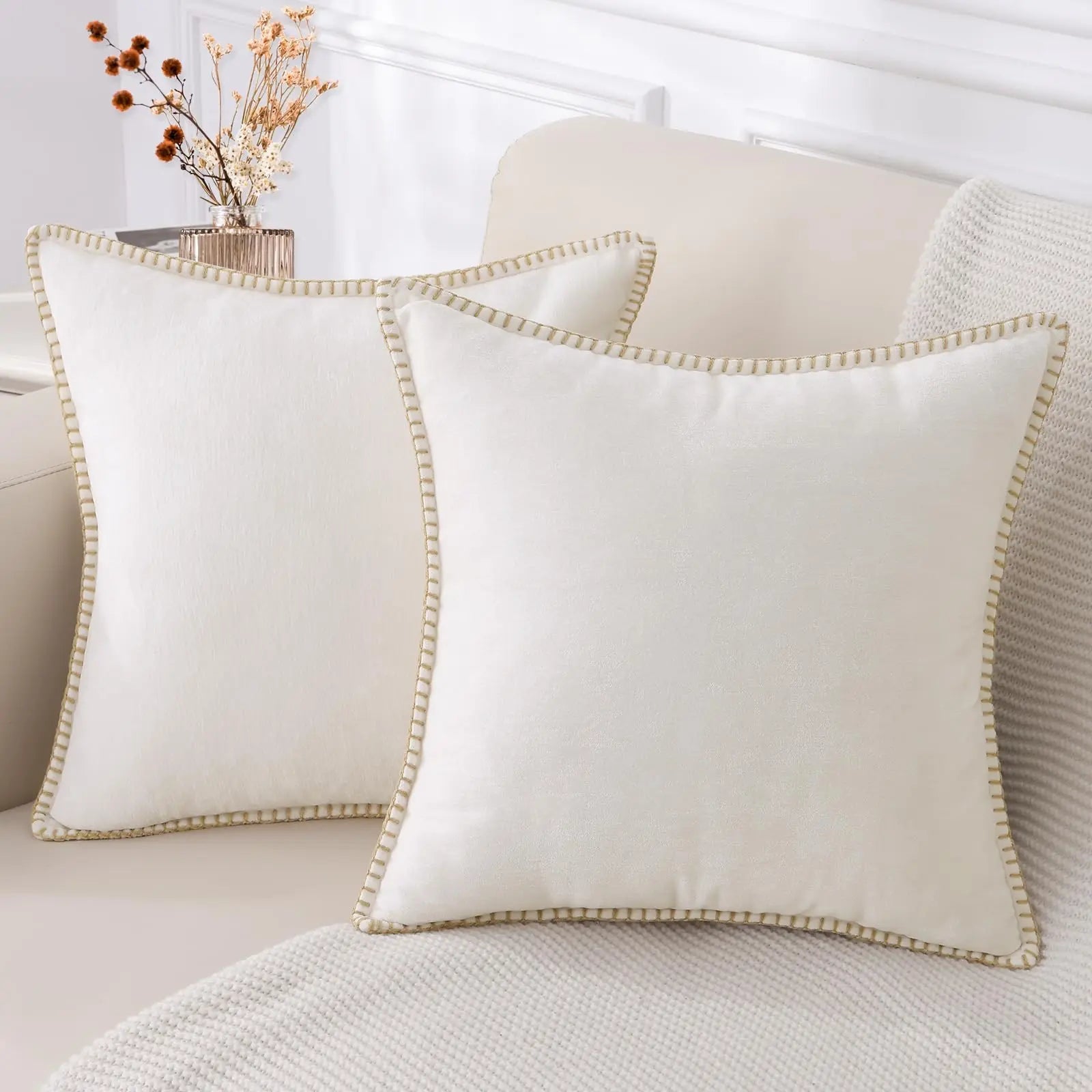 Liorenn - Chenille Decorative Cushion Cover with Stitched Edge 0