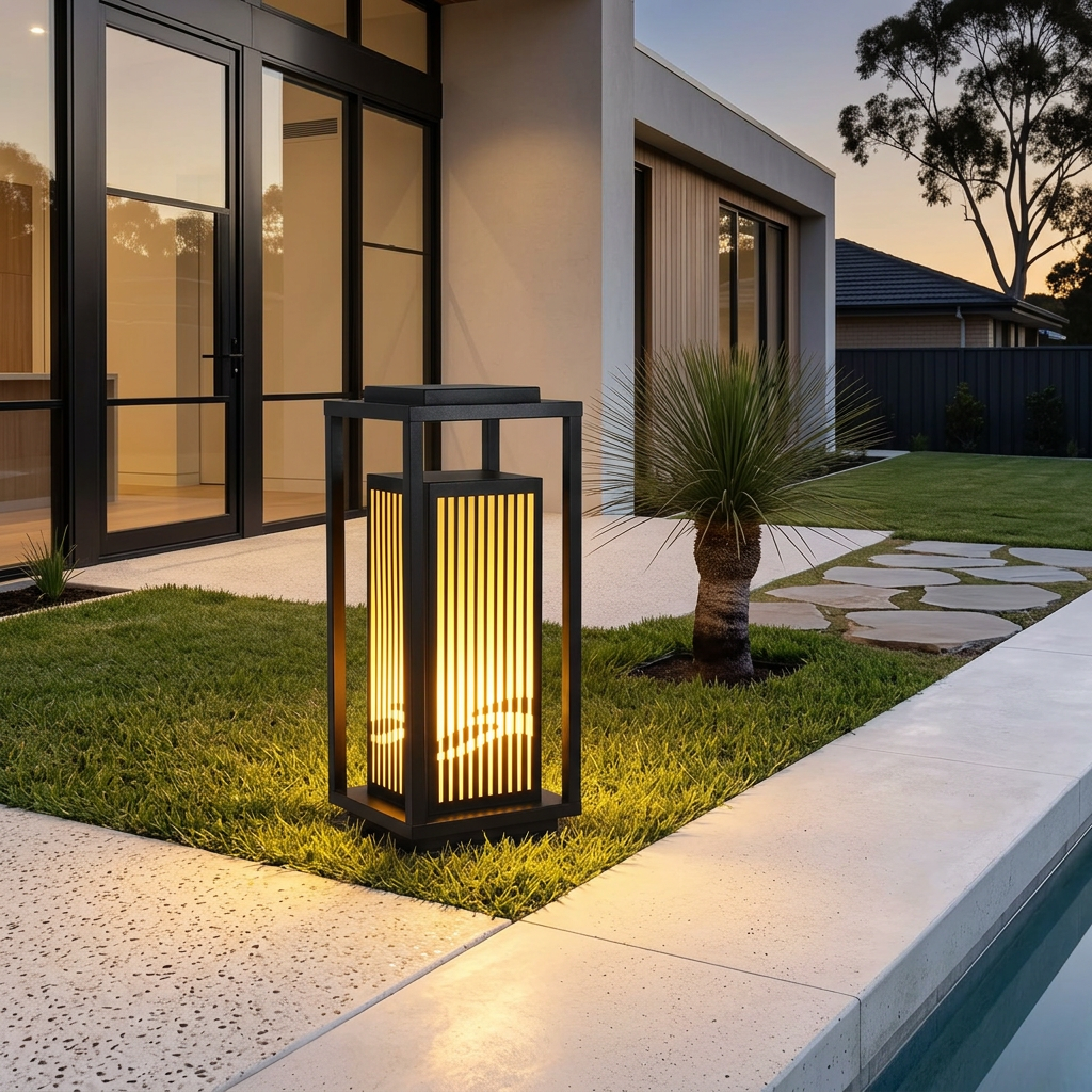 Elara Haus Modern Slatted Outdoor Standing Lamp