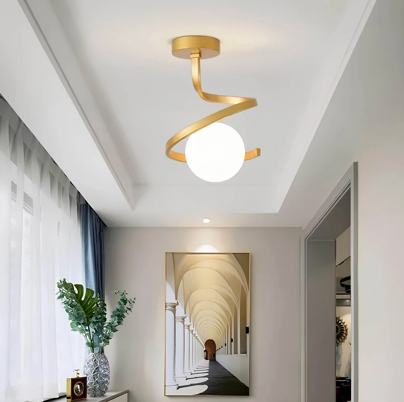 Spiral ceiling lamp - lamp with a spherical shape 0
