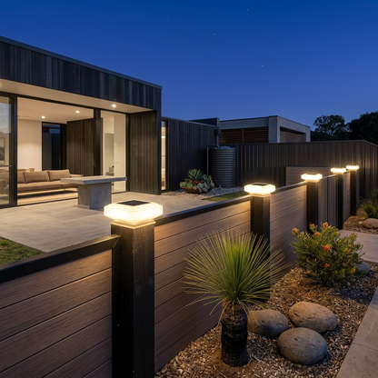 Elara Haus Modern Square Solar LED Fence Post Cap Light