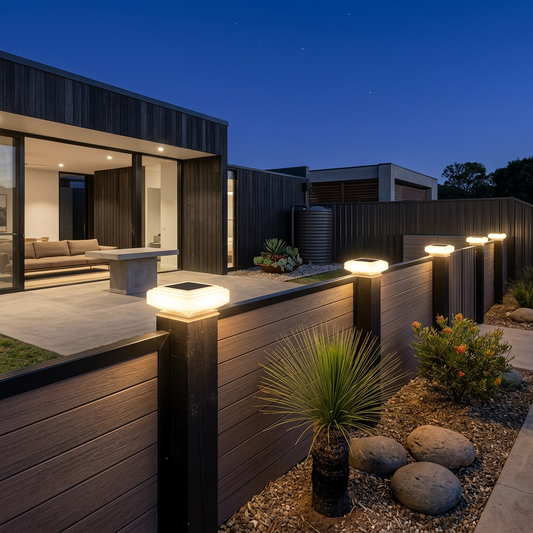 Elara Haus Modern Square Solar LED Fence Post Cap Light