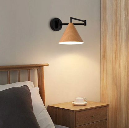Modern wall sconce with a wooden shade – minimalist wall lamp 1