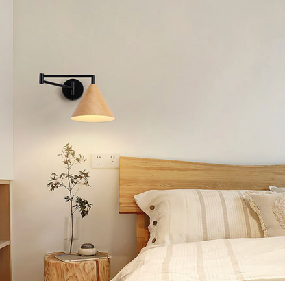 Modern wall sconce with a wooden shade – minimalist wall lamp 2