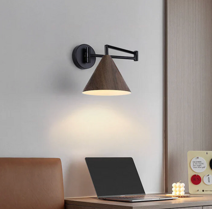 Modern wall sconce with a wooden shade – minimalist wall lamp 3