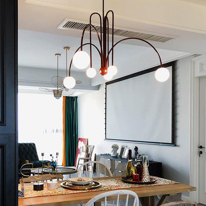 Elara Haus Modern Symphony Chandelier - Geometric Multi-Arm Glass Light