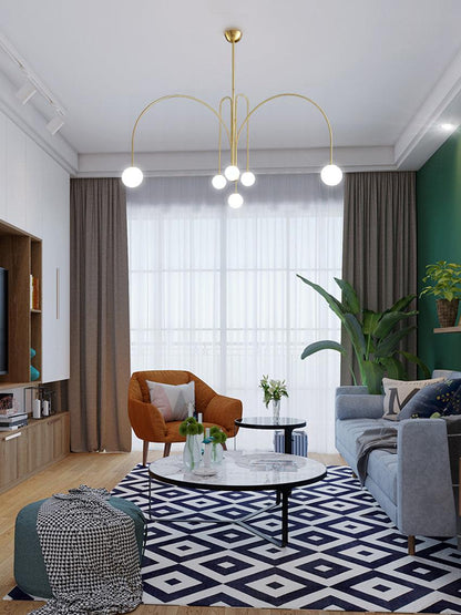 Elara Haus Modern Symphony Chandelier - Geometric Multi-Arm Glass Light