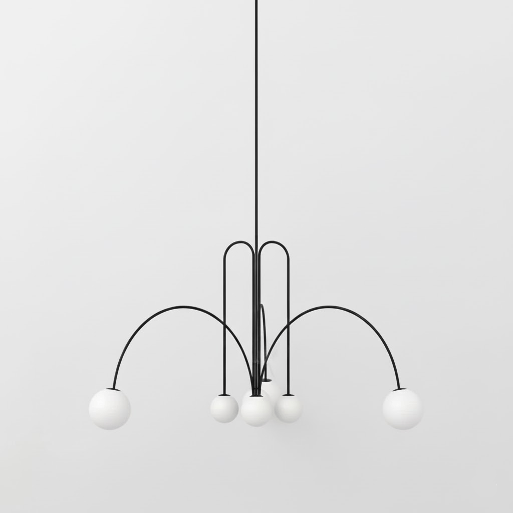 Elara Haus Modern Symphony Chandelier - Geometric Multi-Arm Glass Light