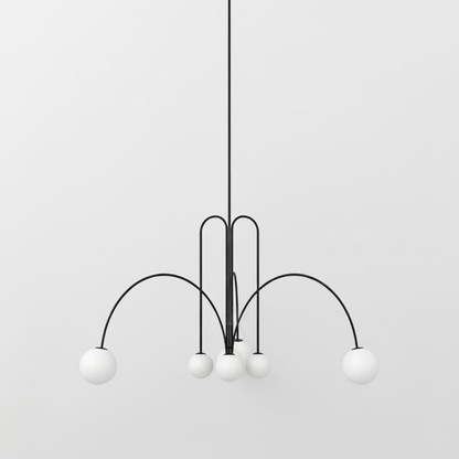 Elara Haus Modern Symphony Chandelier - Geometric Multi-Arm Glass Light