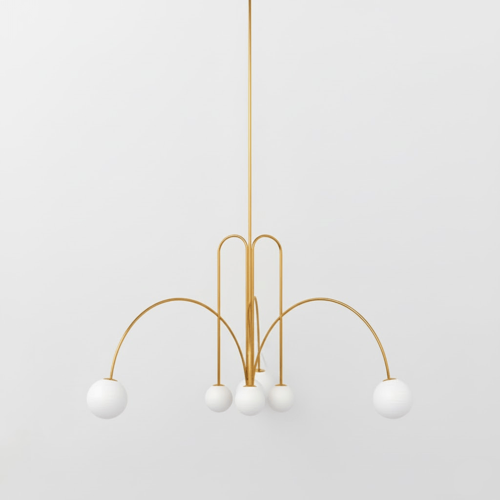 Elara Haus Modern Symphony Chandelier - Geometric Multi-Arm Glass Light