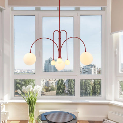 Elara Haus Modern Symphony Chandelier - Geometric Multi-Arm Glass Light