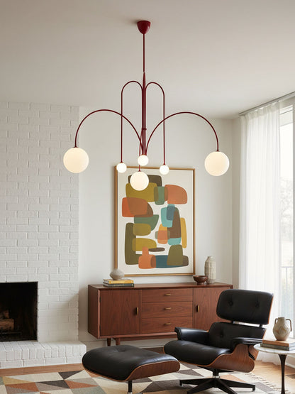 Elara Haus Modern Symphony Chandelier - Geometric Multi-Arm Glass Light