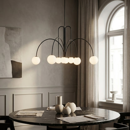 Elara Haus Modern Symphony Chandelier - Geometric Multi-Arm Glass Light
