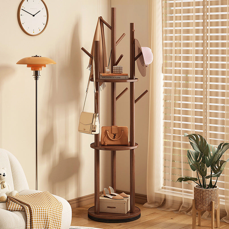 Contemporary Scandinavian Round Tree-Shaped Solid Pine Wood Medium-Density Fiberboard Swivel Hall Tree For Bedroom & Entryways 1