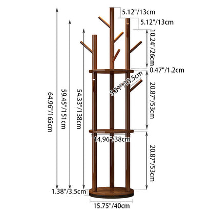 Contemporary Scandinavian Round Tree-Shaped Solid Pine Wood Medium-Density Fiberboard Swivel Hall Tree For Bedroom & Entryways 4