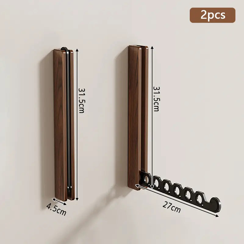 Wood Wall-Mounted Clothes Hanger | Space-Saving & Collapsible 5