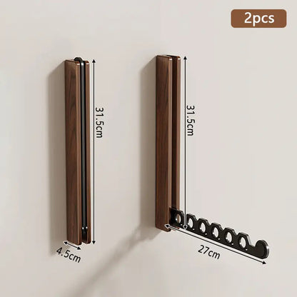 Wood Wall-Mounted Clothes Hanger | Space-Saving & Collapsible 5